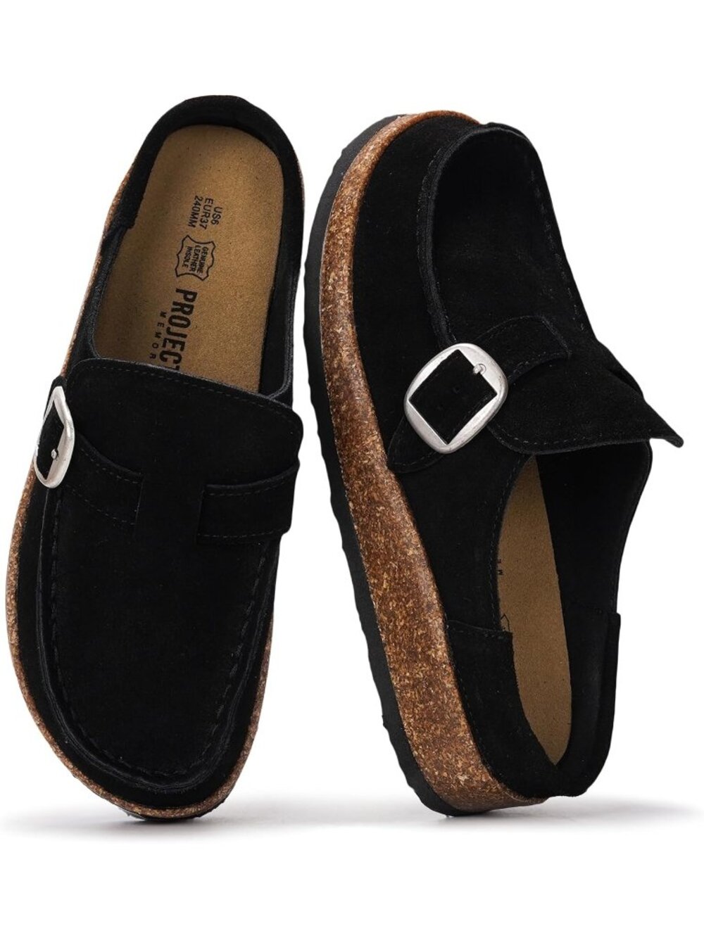 Women's Black Carline Leather Closed Toe Pull On Fall Moccasin Clogs Loafer Shoe